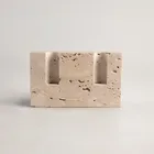 Marble Natural Stone 12x8x3cm Beige Travertine Marble Candle Holder