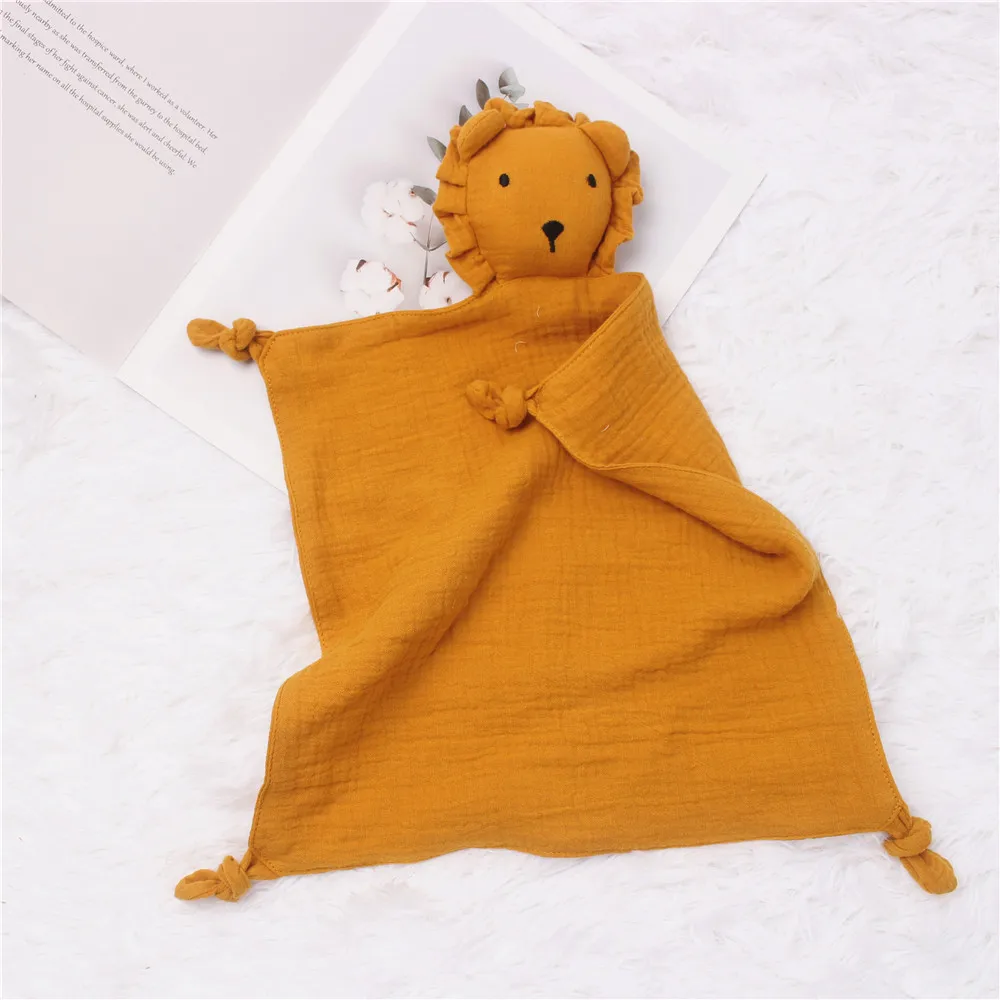 Toy Lovely Stuffed Animal Toys Bunny Baby lion Security Blanket  Muslin Cotton Comforter Baby Comforter Towel Blanket