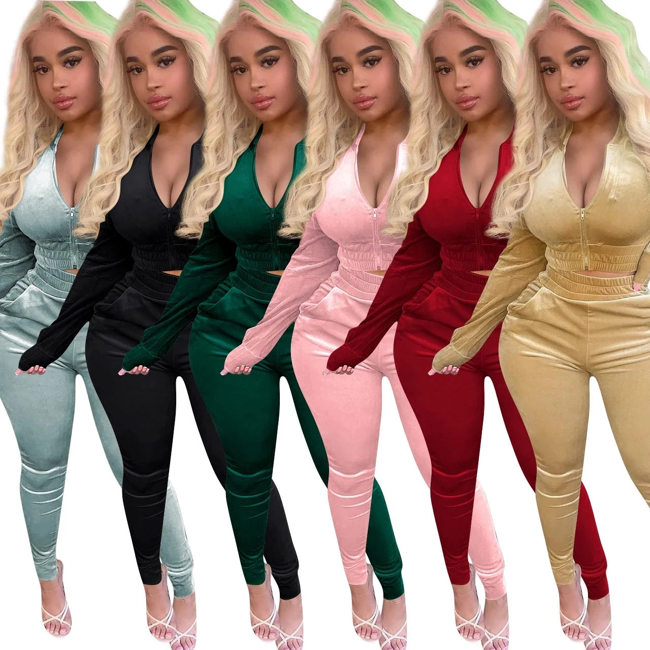 Tuta In Velluto Set Di Due Pezzi Abiti Autunnali Per Abiti Da Donna Felpa  Con Cappuccio Ritagliata Pantaloni Della Tuta Tute Sexy Set Coordinati -  Buy Velluto Tuta Donne,Fornitori Di Abbigliamento Per