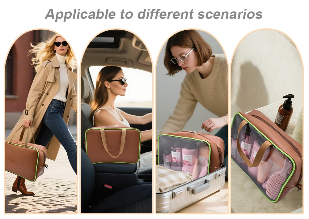 Pu Leather Cosmetic Bag Pvc Transparent Travel Toiletry Wash Pouch Clear Cosmetic Bag supplier