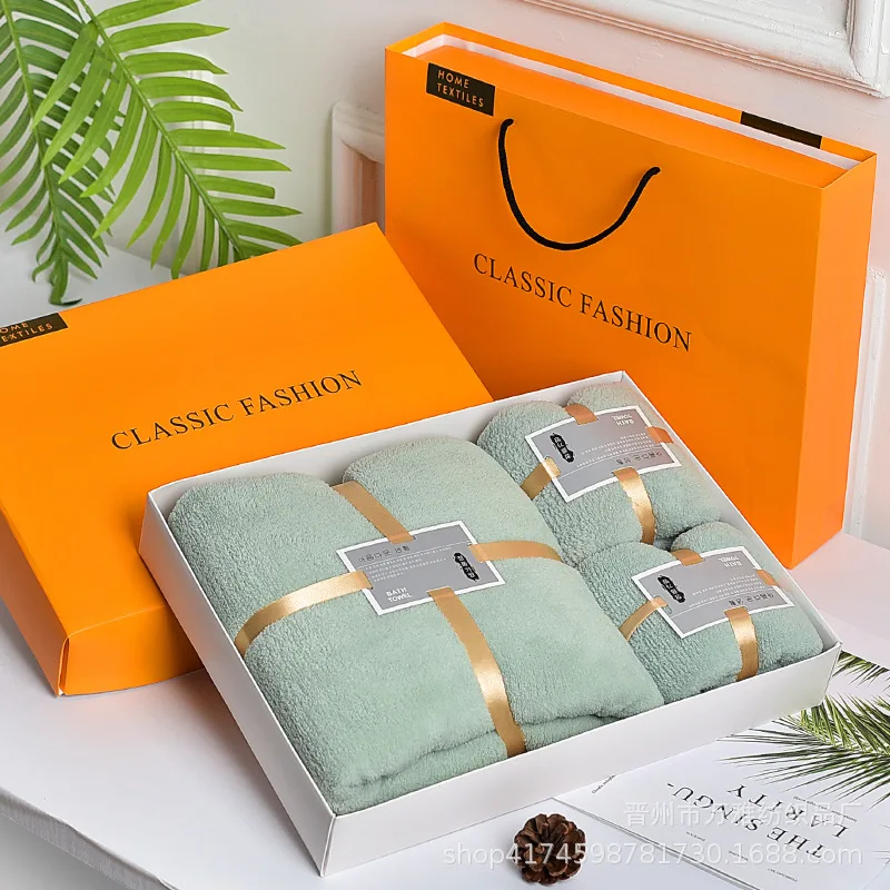 High Density Coral Velvet Hand Towel Bath Towel Gift Set Wedding Gift Business Gift Embroidery Towel Present In Return