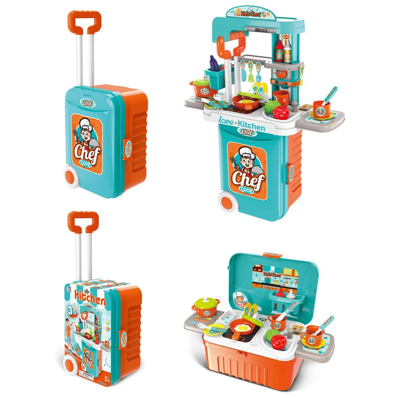 Girl toy make up kitchen Pretend Play Toys House 3 IN 1 doctor set trolley suitcase Make Up Toy For Girl