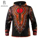 For Hot Style African Wax Cloth Jacket With Long Sleeve Hoodie For Men In Red Position
