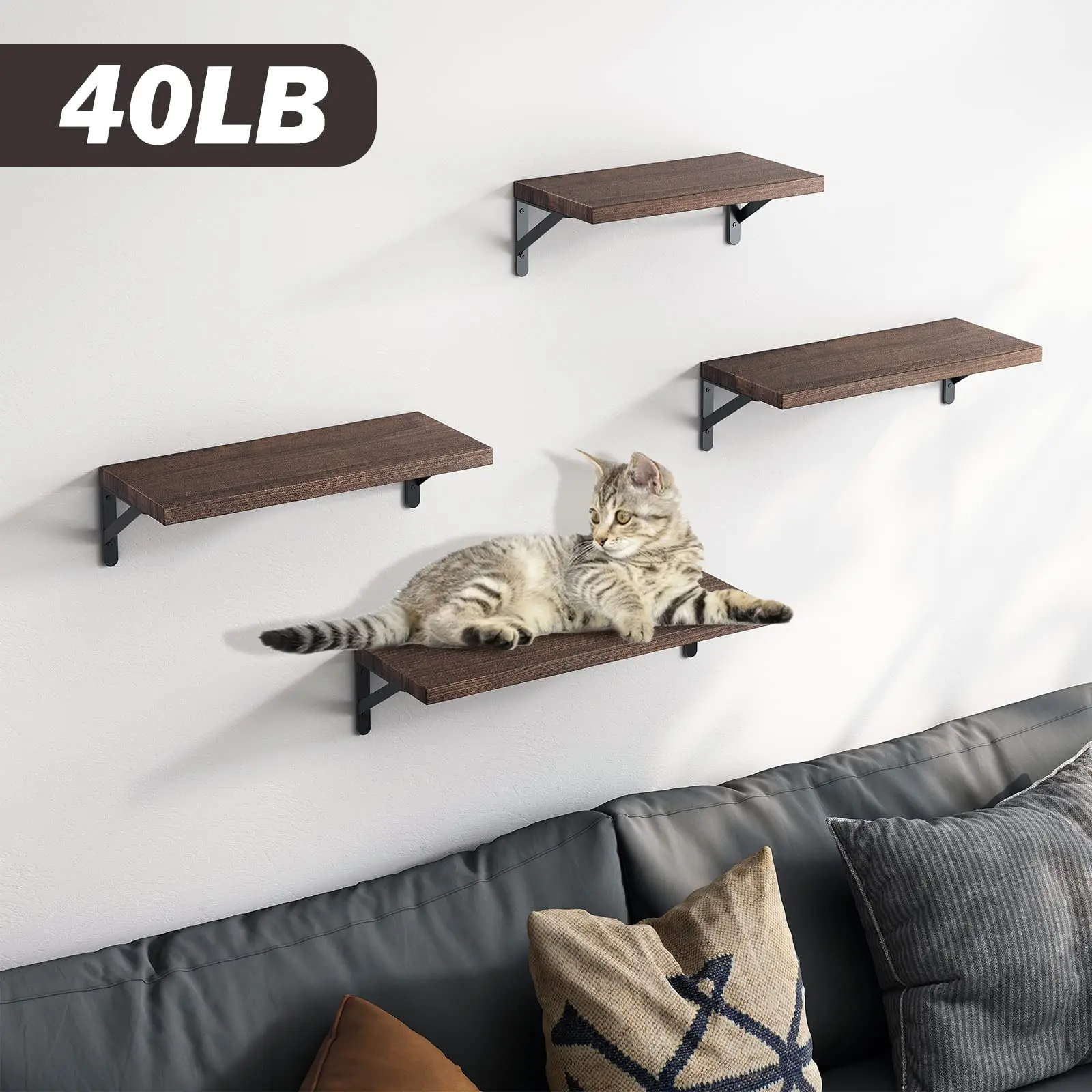 Home Decor Cat Bar Furniture Wall Mounted Floating Shelves Wooden Floating Bracket Rack Living Room Storages Shelves