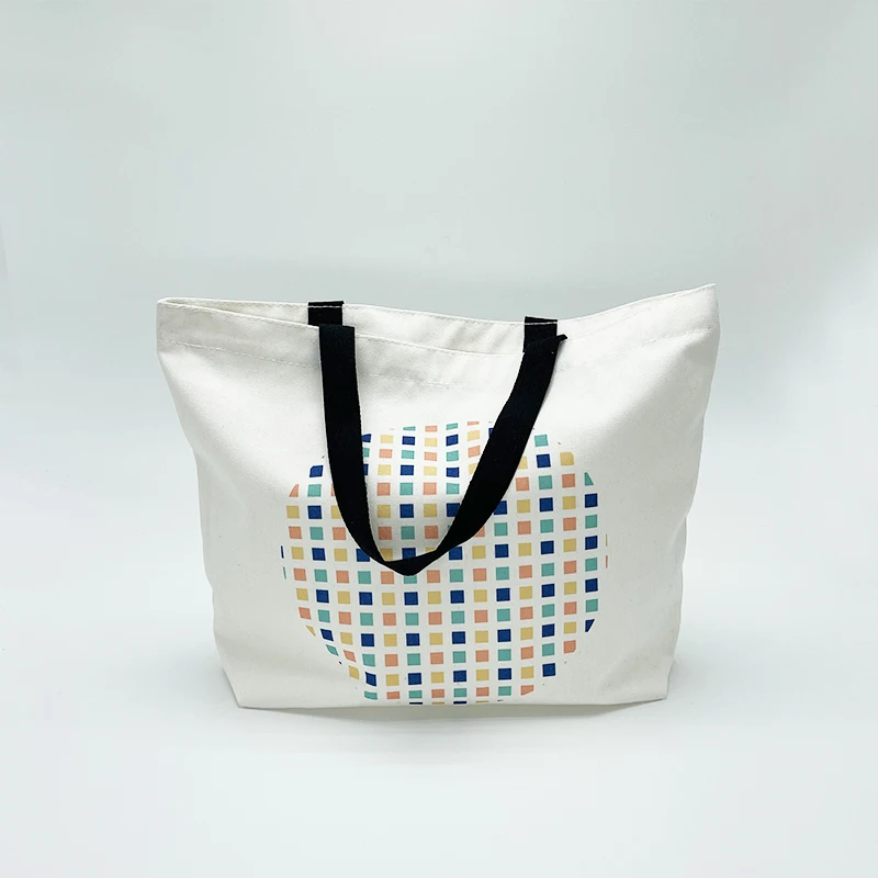 Custom Cotton Canvas Beach Tote Shopping Bag With Logo details