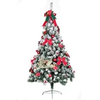 Christmas Snow Solid Metal Legs Flocked Xmas Pine Tree With Berries Artificial Christmas Tree