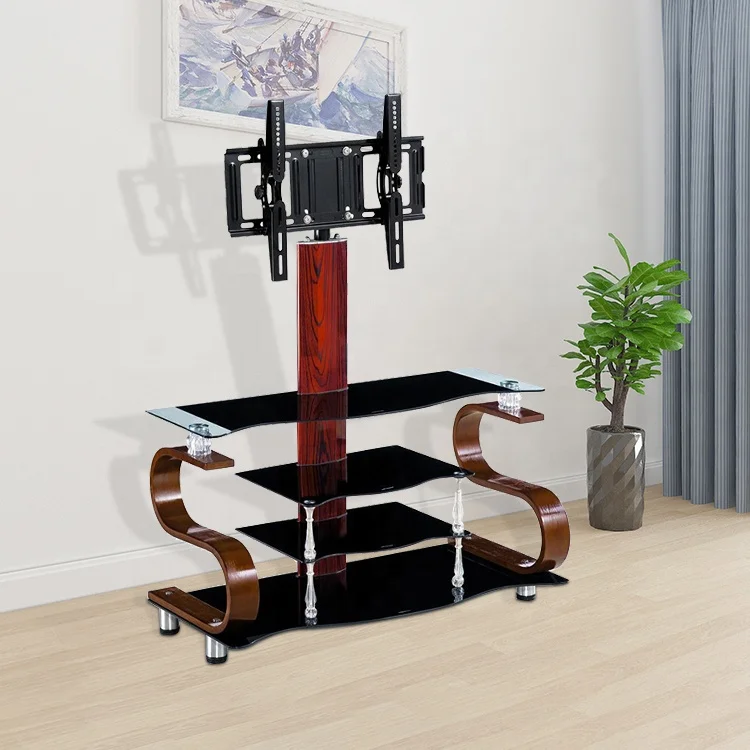 Hot selling tv stand import solid wood 3 in 1 tv stand high quality tempered glass