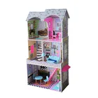 Toy Doll Pretend Toy Children Kids Wooden Large Big Princess Dollhouse Doll House Toy Set With 7pcs Furnitures