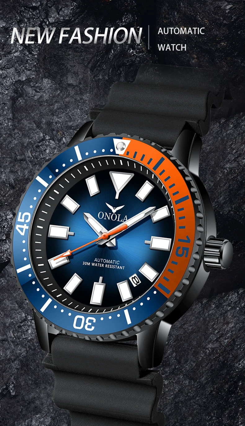 ONOLA 6838 Fashion Sports Casual Silicone Strap Life Waterproof Quartz Round Dia Men Watch Business Wrist Watches for Men main image 1