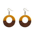 Hoop New Vintage Round Hollow Out Earrings Resin Wood Composite Large Hoop Earrings