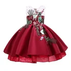 Princess Children's Dress Silk Satin Computer Embroidered Princess Dress Temperament Performance Dress