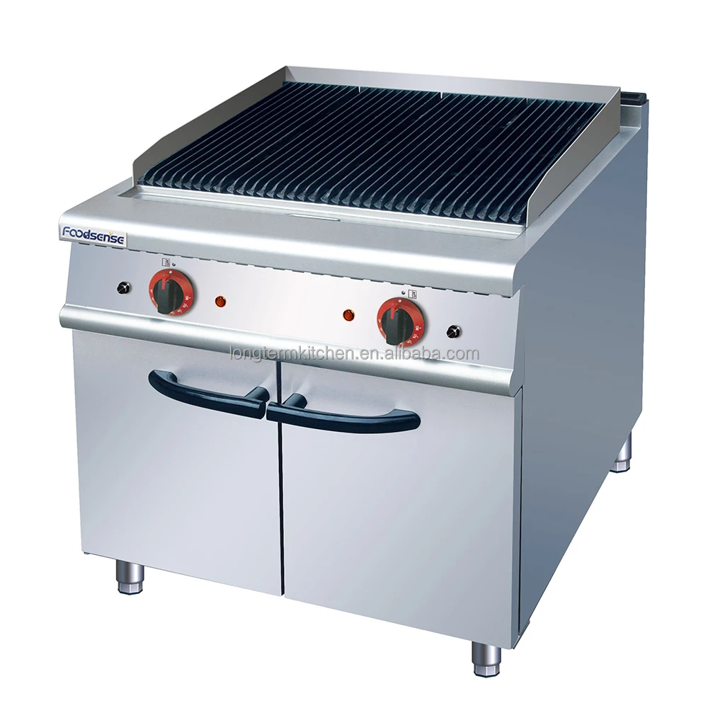 Stainless Steel Commercial Bbq Grill Gas Lava Rock Grill With Cabinet