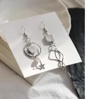 Earrings Clip Grey Series Small Fresh Asymmetric Earrings Temperament Cold Wind Fashion Trendy Ear Clip