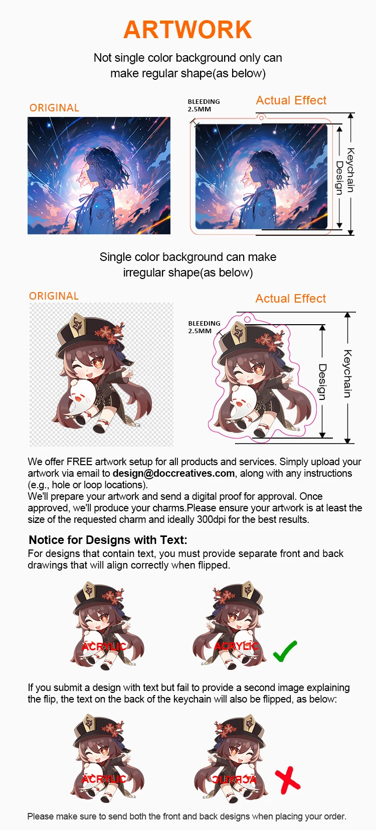 Doc Creative Double Sided Transparent Small Size Epoxy Acrylic Phone Charms Custom Anime Style for Phone factory