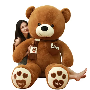 YIWU ALLO 80/100/120/140cm giant teddy bears big animal soft toy With Scarf Stuffed Animals Birthday Baby Gift Valentines Bears