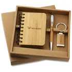 Promotional Gift Promotional Keytag Key Ring Pen Bamboo Notebook Business Stationary Gift Set