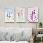 Painting Modern Cartoon 3d Building Waterproof Painting Colorful Images Wall Art Canvas Print