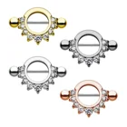 Steel Piercing Stainless Steel Jagged Shape With Zircon Nipple Bars Body Piercing Jewelry