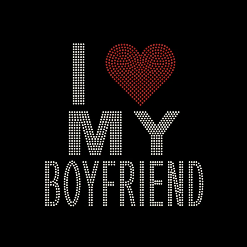 Happy Valatine's Day T shirt DIY logo Letters words Glass beads applique Rhinestone Iron on Hotfix Decal Transfer