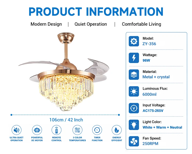 Ceiling Fan, AC175-265V, 96W - detail 4