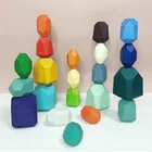 Educational Toys Nordic Style Stacking Pepples Colored Wooden Stone Creative Educational Toys Balancing Ability