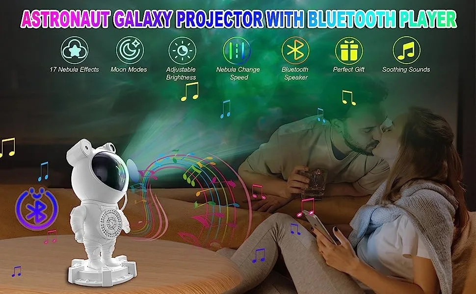 Astronaut Bluetooth Sky Projection Light USB Full Color Star Moon White Noise Astronaut Laser Atmosphere Night Light