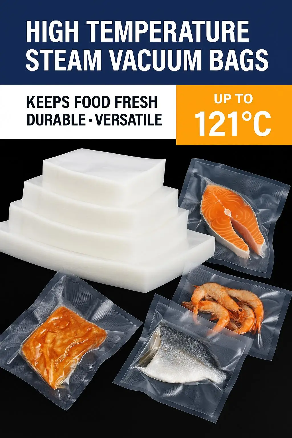 Customized Size Smooth Plastic Seal Bag Microwave & Freezer Safe Transparent Sushi Noodles Saver for Kitchen Storage - detail 6