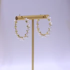 Earrings Handmade 14k Gold Natural Freshwater Pearl Earrings Handmade Small Pearl Cluster Setting