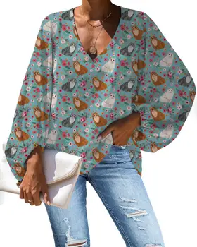 Blouses 2021 new designs Maine Coon Cat print Ladies' blouses Custom LOGO Comfortable and breathable Thin Women's chiffon shirt