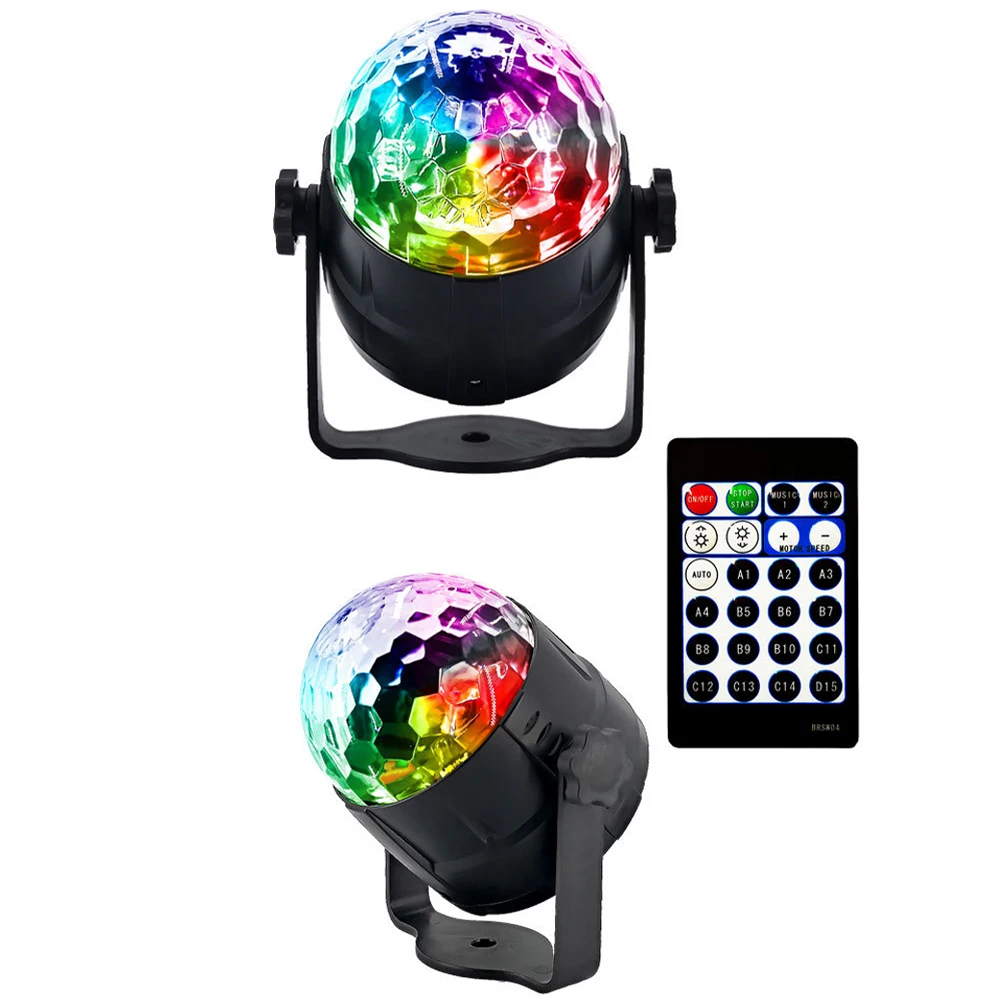 15 Color Small Magic Ball Stage Light LED Remote Control Mini RGB Party Boundi Flash Seven Color Rotating Projection Light