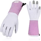 Puncture Gloves Pink Pruning Plants Puncture Resistant Garden Ladies Leather Gloves Sale