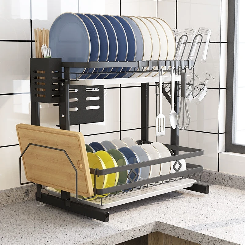 Hot Sale Kitchen Accessories Storage Metal Dish Drainer Rack Plate Tray Dish Drying Rack Dryer Drain Stain