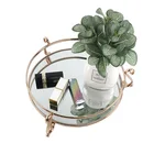 Cup Tray RTS Modern Luxury Hotel Decorative Golden Finish Wine Cup Cosmetic Mirror Tray