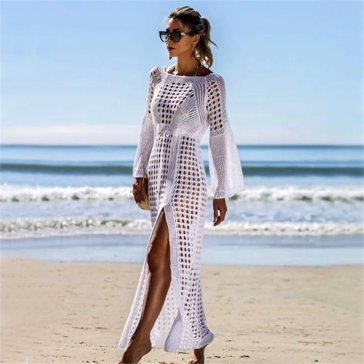 Long Beach Dress,Crochet Coverup,Sarong 
