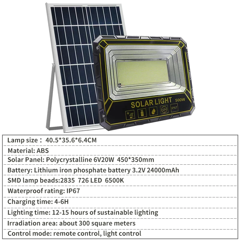 Factory Low price IP67 Waterproof 100W 200W 300W 400W Solar Floodlight Outdoor waterproof Football field outdoor lighting