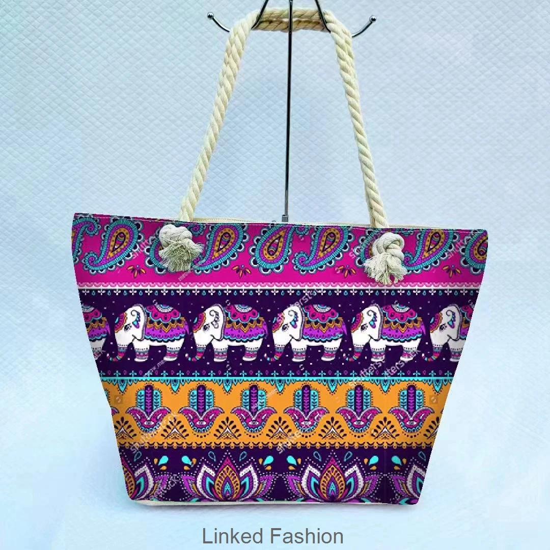 Elephant Design Multi Color Ladies Women Shoulder Tote Shopper Thai Handbag 