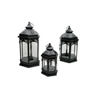 Lantern Metal Candle Holder Pack 3 Retro Decorative Luxury Vintage Metal Lantern Candle Holders