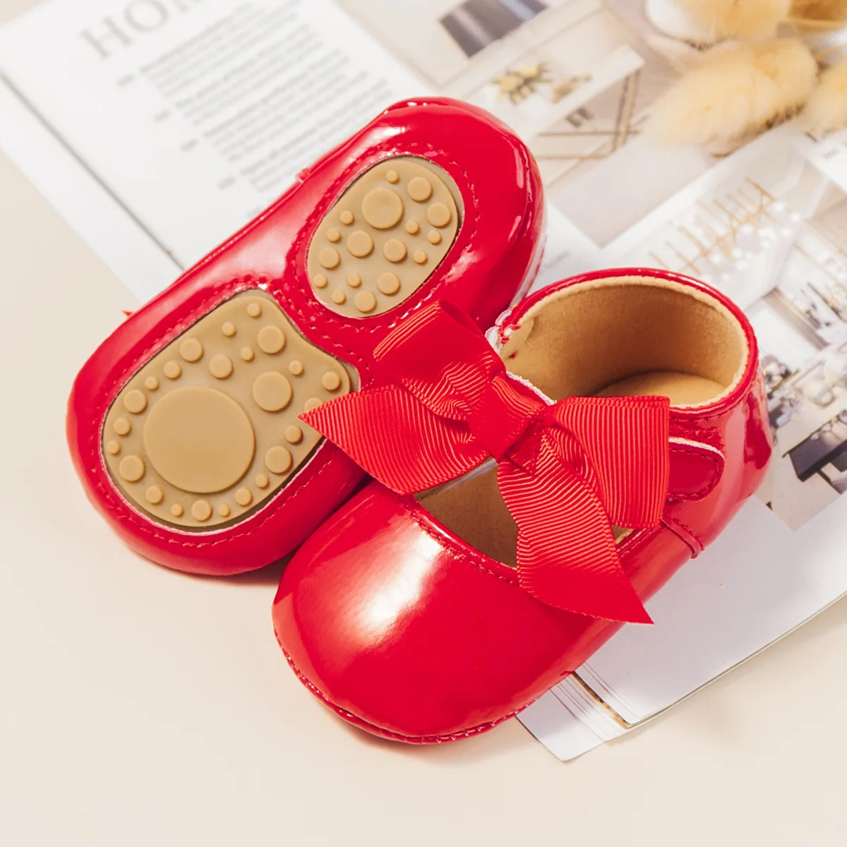 Fashion Spring&Autumn Baby Girl Lace Bow Design Princess Shoes With TPR Soled Baby Shoes details