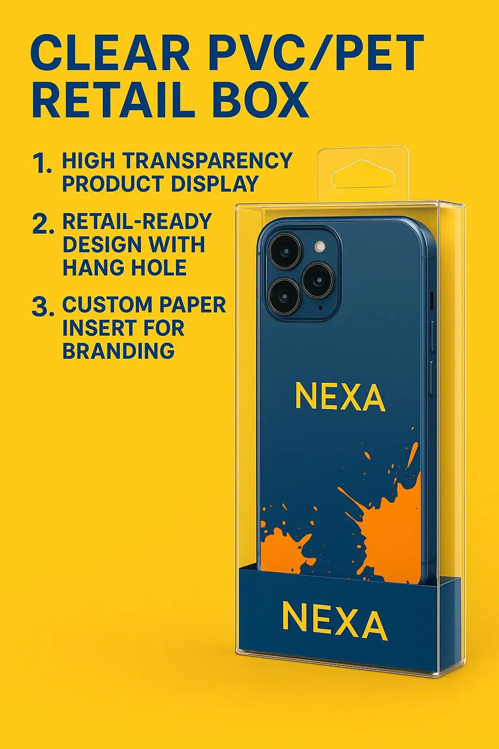 Custom Clear Plastic PET Retail Box Hanger for Packaging Mobile Phone Cases Stickers Candles Crafts Gifts Durable PE Vinyl - detail 3