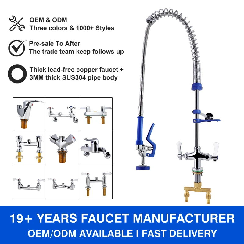 New Arrival 33Inch Dual Handle Commercial Pre-Rinse Faucet Pull-Out Kitchen Faucets,mixers Hot Cold Water for Hotel Sink supplier