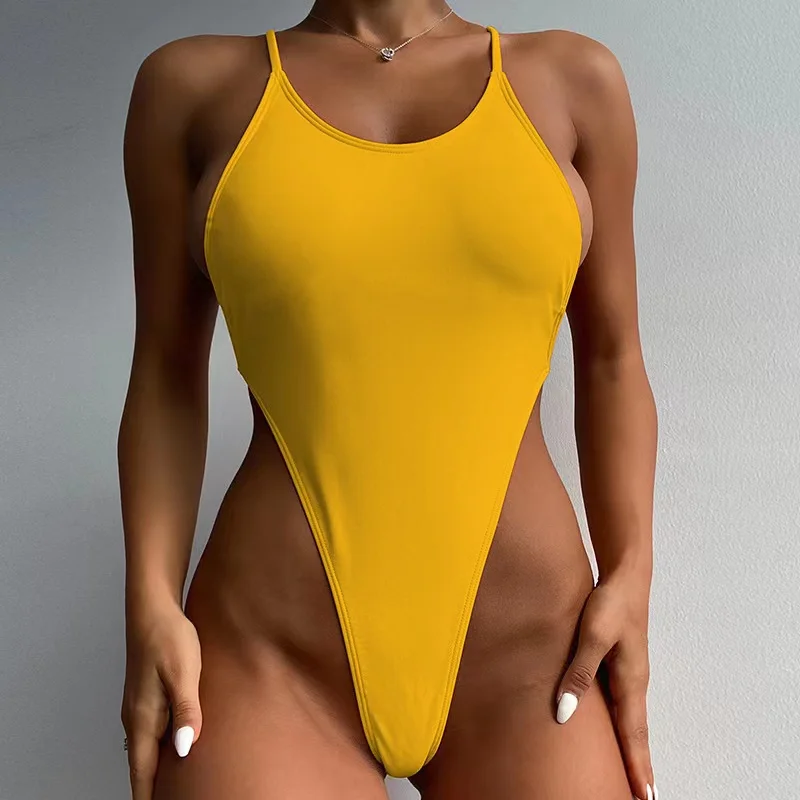 Backless Sexy Girls Swimwear One Piece Swimsuit Round Neck Hot Sex