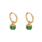 Earring Special Design 18k Gold Plated Titanium Steel With Green Zircon Cubic Pendant Earring 2021 Trendy