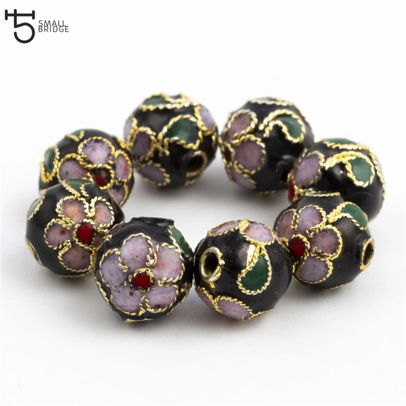 12mm copper enamel beads charms for jewelry making diy accessories for woman cloisonne spacer beads wholesale-33