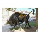 Art Brass Casting High Quality Large Art Metal Cast Brass Bison Statue Garden Decor