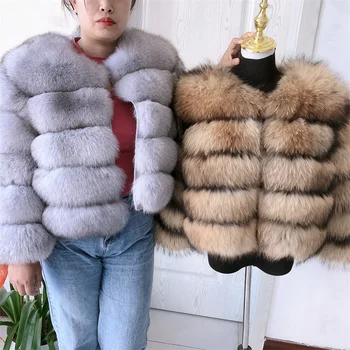 Free shipping women's winter fur coat jacket high quality natural fox fur jacket real fox fur coat with women
