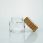 Cap Plastic Childproof Jar 80g Empty Clear Transparent Round Child Safe Glass Hemp Jar With Childproof Bamboo Cap
