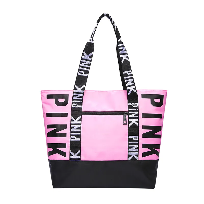 large pink beach bag