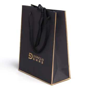 Custom Printing Food Carryout Packaging Twisted Handles Black Kraft Cloth Shopping Bags Takeaway Paper Carrier Bag