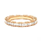 Gold Diamond Gemnel 925 Sterling Silver 18 Karat Gold Baguette Diamond Zirocnia Band Rings Women