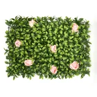 Rose Perfect Non-fading And Anti-aging Durable Artificial Rose Green Fake Cloth Flower Wall Floral Backdrop